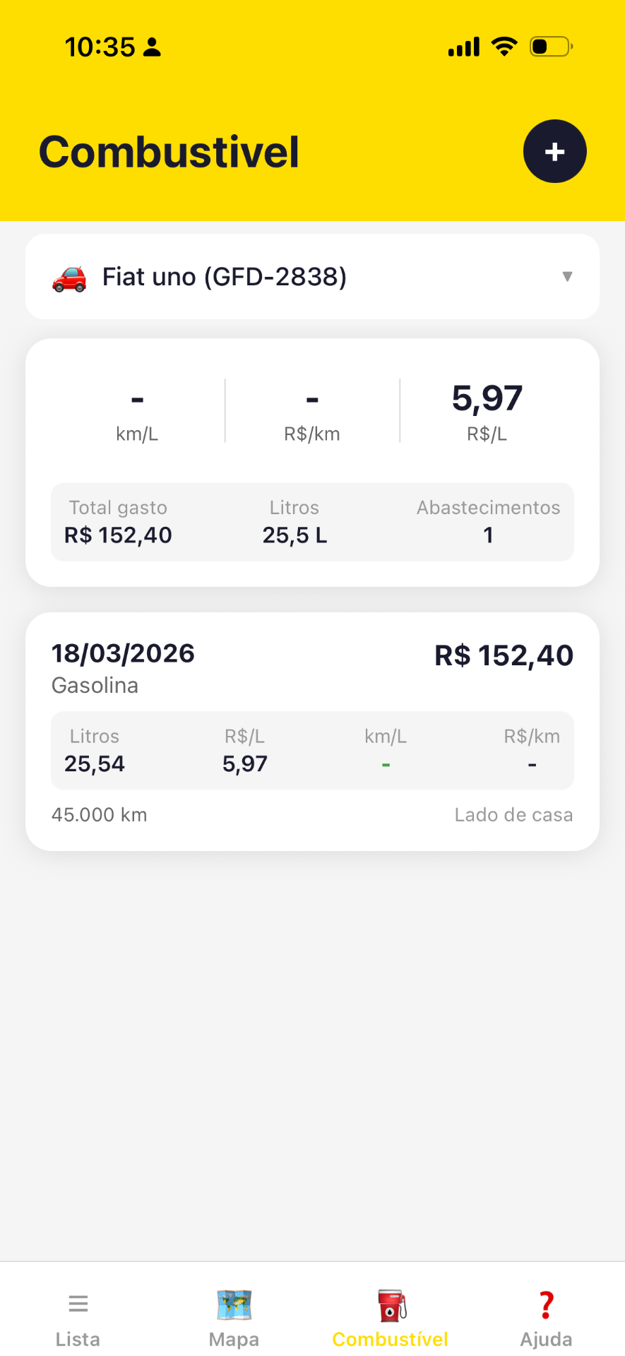 Dashboard de abastecimento